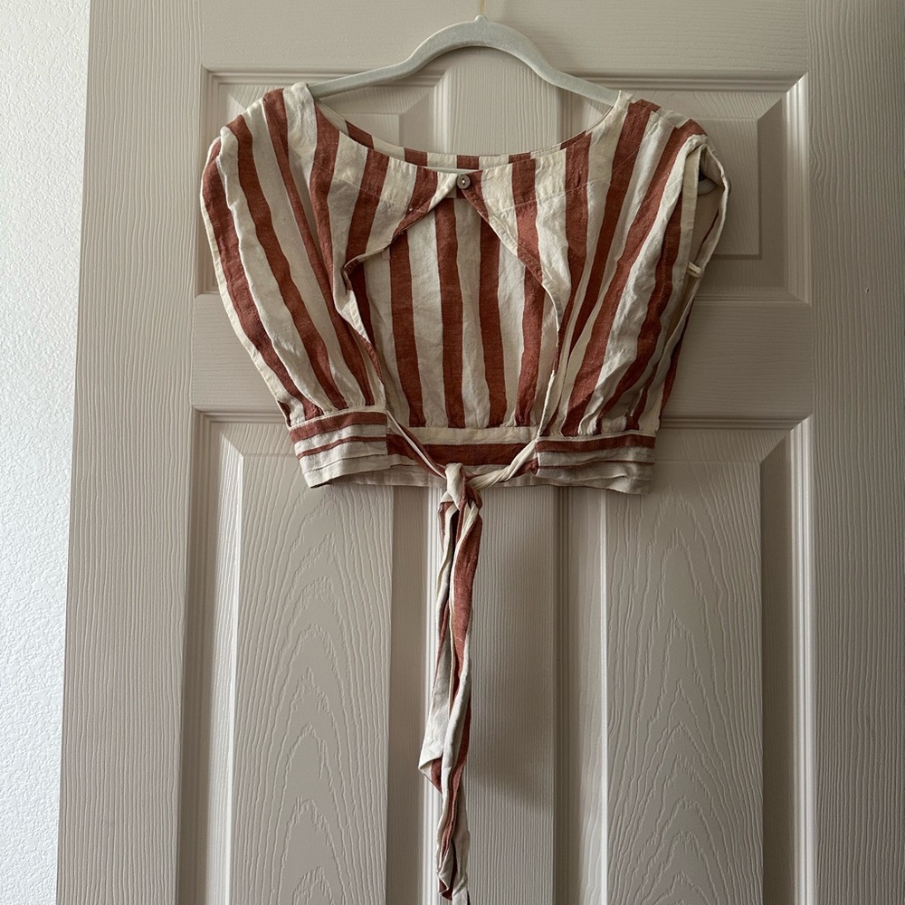 Free People Striped Maxi Skirt Set in Cream and Rust - Picture 5 of 7